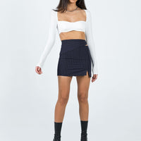 In Pieces Mini Skirt Navy Pinstripe