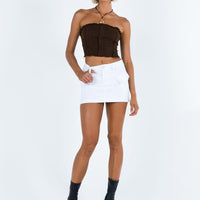 Zakai Cargo Denim Mini Skirt White