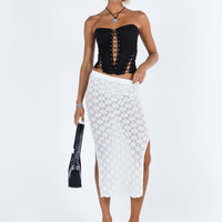 Focus On Yourself Midi Skirt White