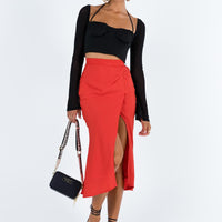Mabel Midi Skirt Red