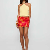 Liloha Frill Mesh Mini Skirt Orange Multi