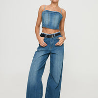 Vihaan Wide Leg Pants Blue Wash