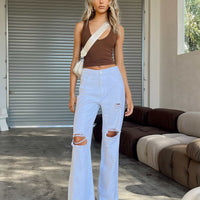 Meliana Wide Leg Denim Jeans White