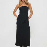 Ermias Linen Blend Midi Skirt Black
