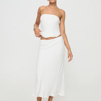 Ermias Linen Blend Midi Skirt White