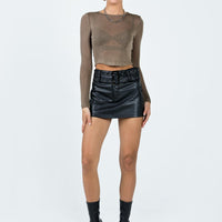 Torridon Eyelet Belt Faux Leather Mini Skirt Black