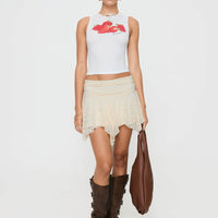 Lifas Lace Mini Skirt Cream Petite