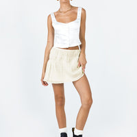 Crinkle Cotton Mini Skirt Ivory
