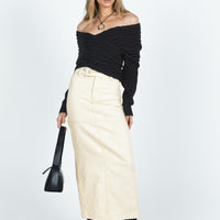 Markanna Denim Midi Skirt Cream