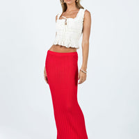Belle Knit Maxi Skirt Red