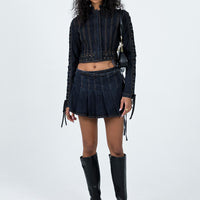 Camelia Pleat Mini Dark Denim