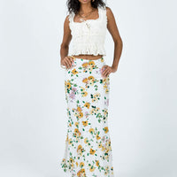Thyme Maxi Skirt White Floral