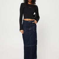 Vine Maxi Skirt Blue