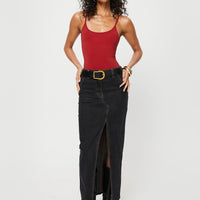 Barbara Split Midi Skirt Charcoal