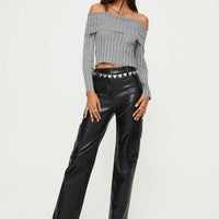 Taniya Faux Leather Cargo Pants Black