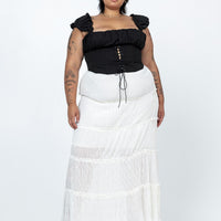 Sun Down Mid Rise Maxi Skirt Curve White
