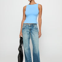 Picasso Mid Rise Straight Leg Jeans Mid Blue