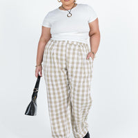 Archer Pants Beige Plaid Curve