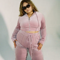 Velour Track Pant Pink Curve