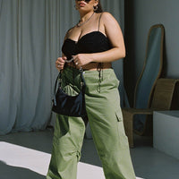 Snatched Mid Rise Cargo Pants Green Curve
