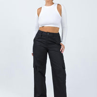 Luna Mid Rise Cargo Pants Black