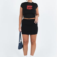 Kael Mid Rise Mini Skirt Black