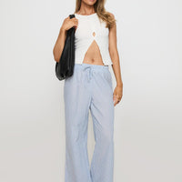 Holiday Tie Front Pant Blue/ White Stripe