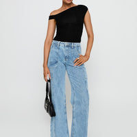 Chad Cargo High Rise Wide Leg Jeans Mid Wash