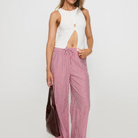 Holiday Tie Front Pants Red/White Stripe