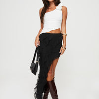Versaille Ruffle Midi Skirt Black