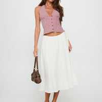 Persuasion Tie Side Midi Skirt White