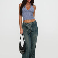 San Mateo Low Rise Wide Leg Tie Up Jeans Vintage Wash
