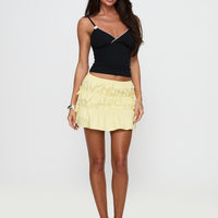 Kiwie Ruched Mini Skirt Butter Yellow
