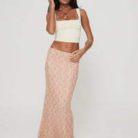 Gallego Lace Maxi Skirt Pink