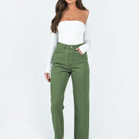 Leta Straight Leg Denim Jeans Khaki