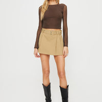 Lio Pleated Mini Skirt Beige