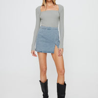 Lolita Mini Skirt Mid Wash Denim