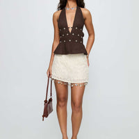 We Made It Sequin Skort Cream