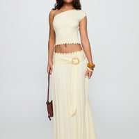 Full Orbit Shirred Maxi Skirt Cream