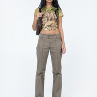 Bass Drop Mid Rise Bootleg Pant Khaki