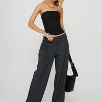 Good Riddance Pleat Tie Slouch Pants Charcoal
