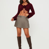 Tarnya Plaid Mini Skirt Brown