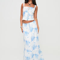 Modern Girl Maxi Skirt White / Blue Floral