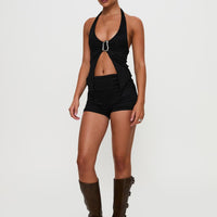 Moderna Halter Lace Top Black