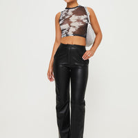 Zyaire Mid Rise Faux Leather Pants Black