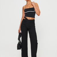 Arino Asymmetric Waistband Pants Black