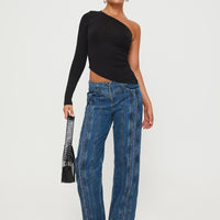 Day Dream Mid Rise Straight Leg Jeans Dark Blue Wash