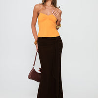 Caviar Tie Maxi Skirt Chocolate