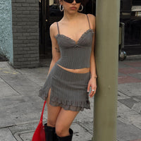 Ferran Mini Skirt Grey Pinstripe