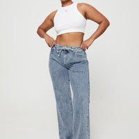 Pemberton High Rise Straight Leg Jeans Mid Wash Denim